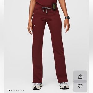 FIGS Burgundy Kade Cargo Scrub Pants